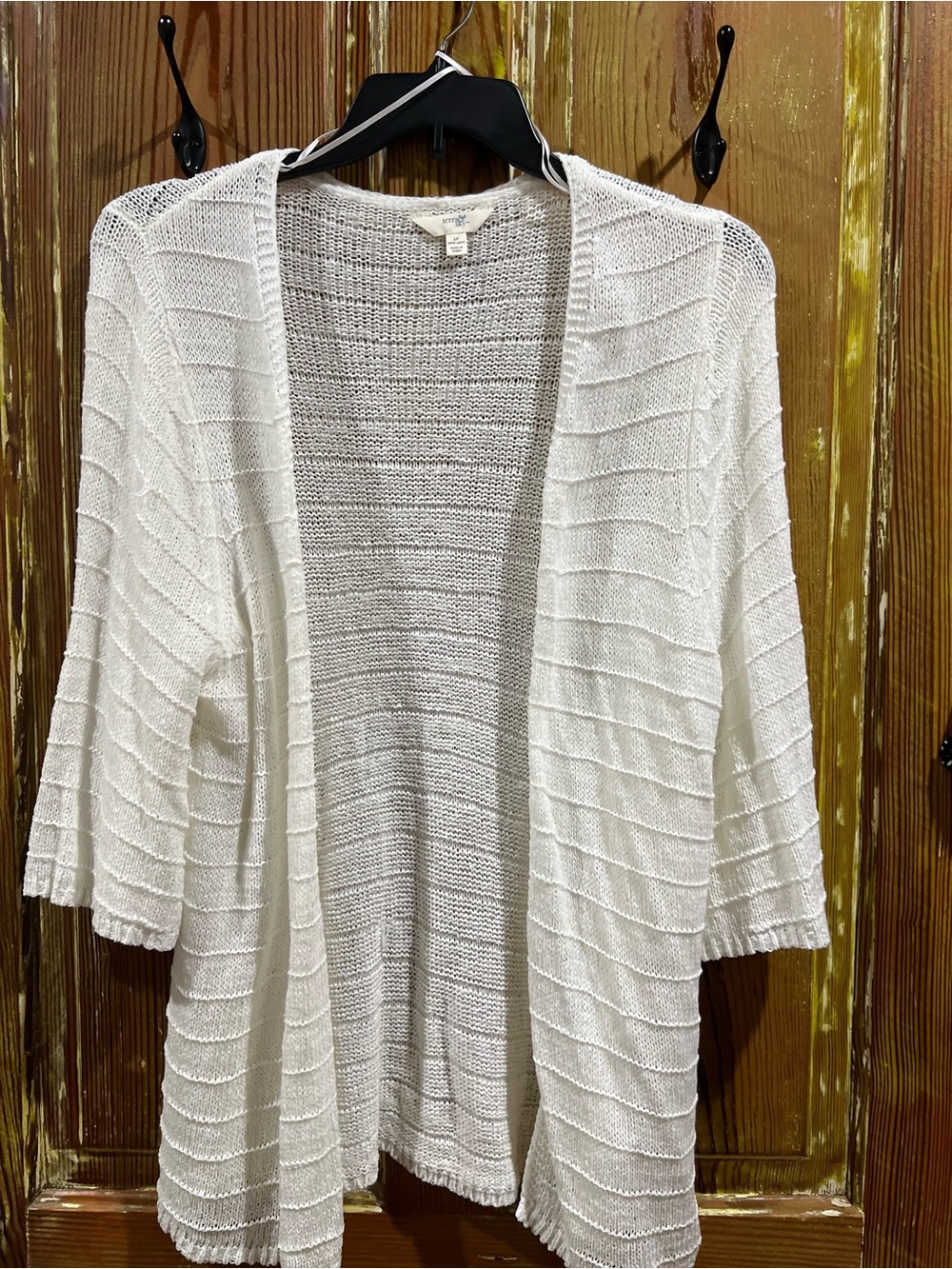 Terra & Sky White Open-Front Knit Cardigan